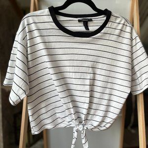 Black and White Striped T-Shirt with Tie